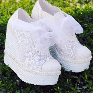 Gorgeous wedge wedding heels